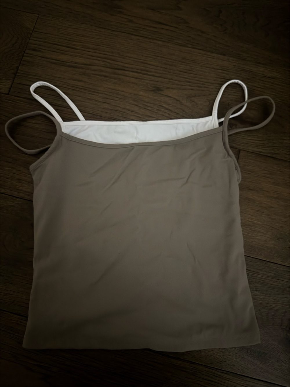 Garage Taupe Double-Strap Cami with White Lining